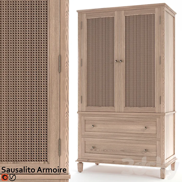Wardrobe Potterybarn Sausalito Armoire 3D Model Free