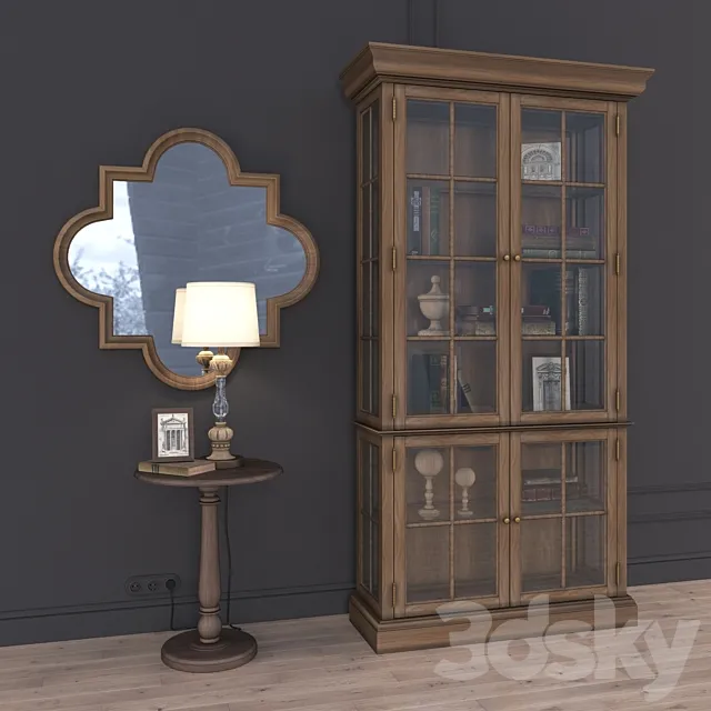 Wardrobe showcase "JORDAN CABINET" in vintage style 3D Model