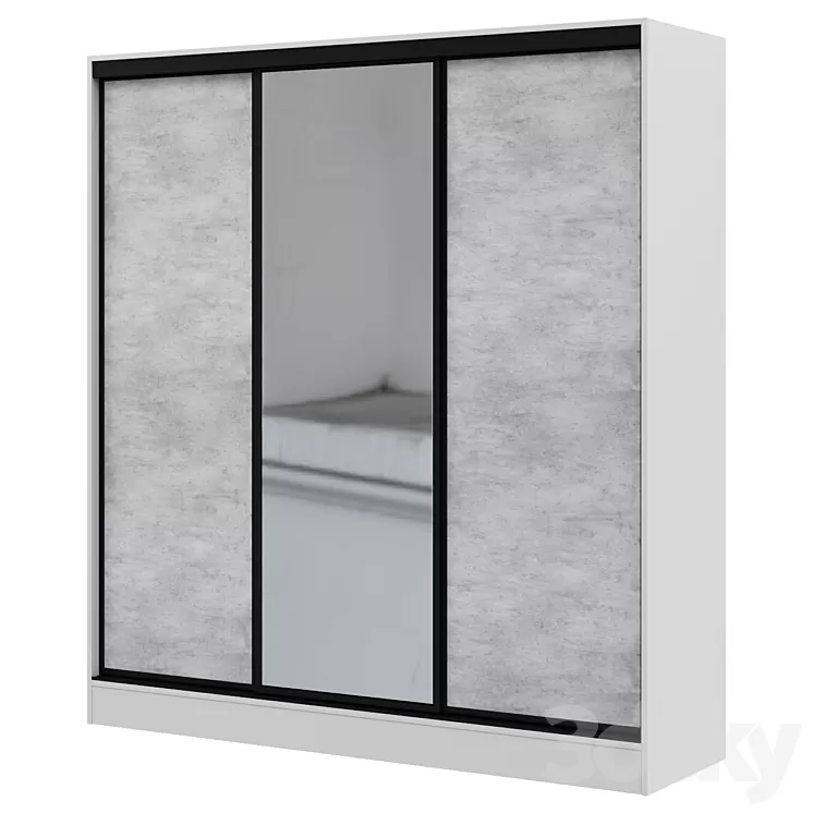 Wardrobe Sliding wardrobe 3-door Loft 210x230 cm 3D Model Free