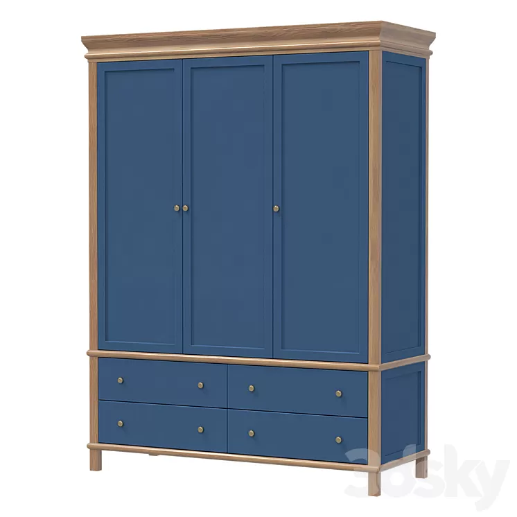 Wardrobe three-leaf Jules Verne 3D Model Free