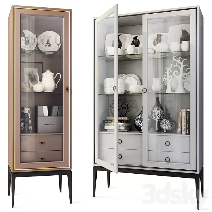 Wardrobe two-door / one-door showcase Prato. Cabinet showcase by ArtMax 3D Model