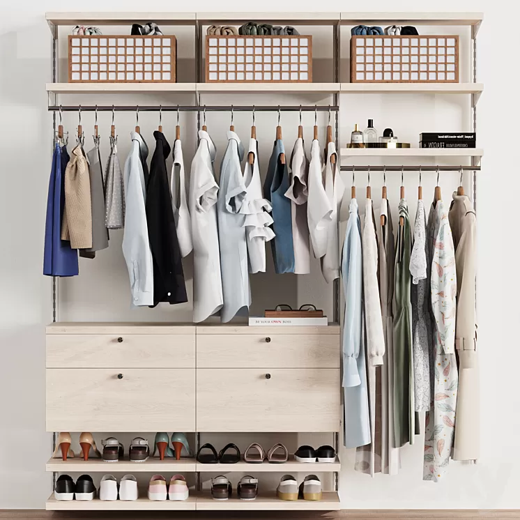 Wardrobe wall module dresses clothes 2 3D Model Free