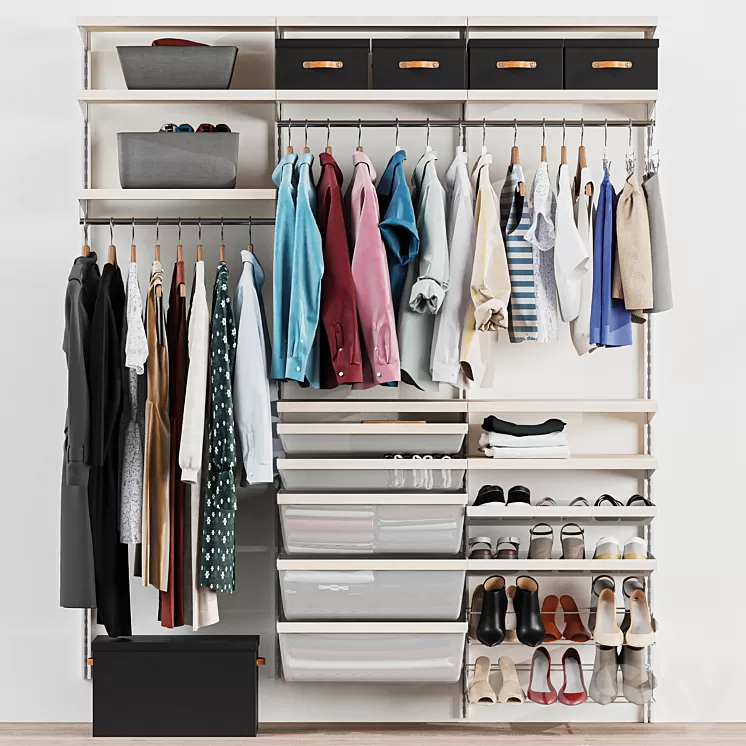 Wardrobe wall module dresses clothes 3 3D Model