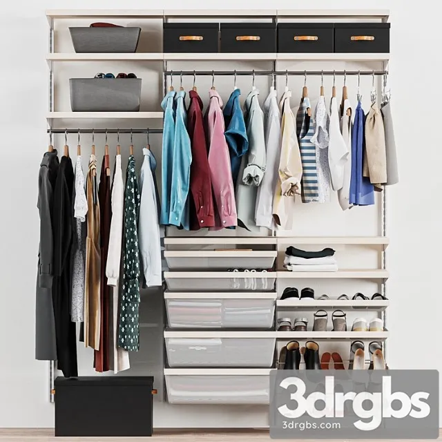 Wardrobe Wall Module Dresses Clothes 3 Clothes 3D Model Free