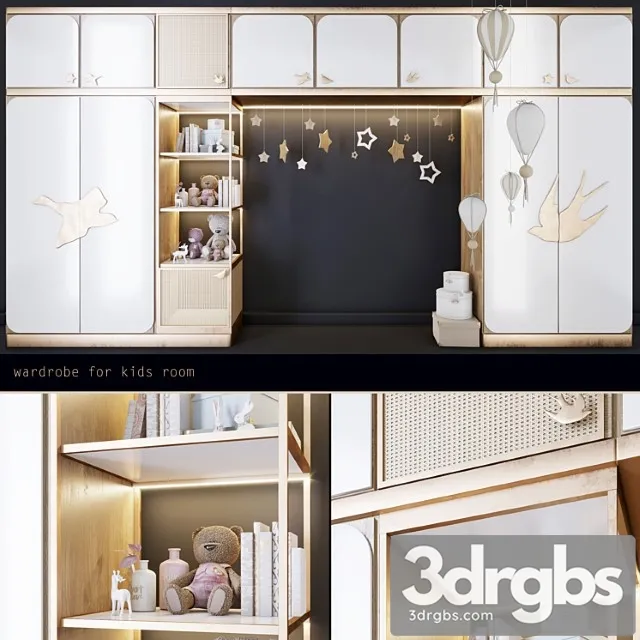 Wardrobe Wardrobe for kids room 3D Model Free