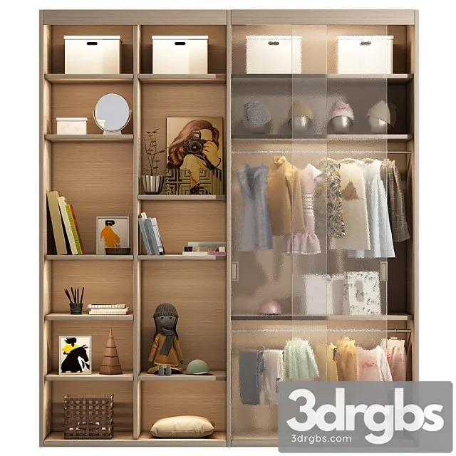 Wardrobe Wardrobe with decor 1 3D Model Free