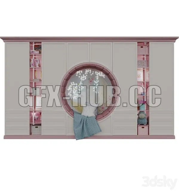 Wardrobe With a Seat For a Children & 39 S Room 3D Model