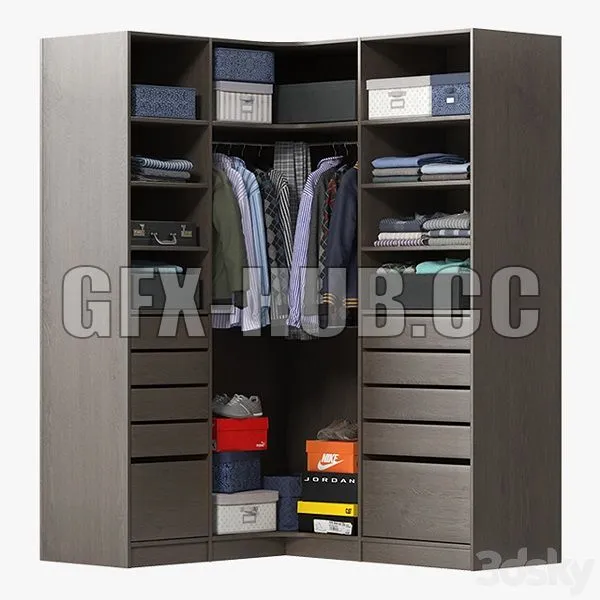 Wardrobe With Clothes 1 3D Model
