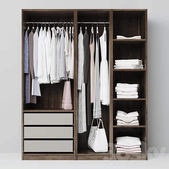 wardrobe with clothes 3D Model