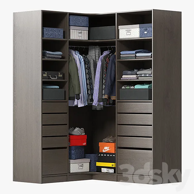 Wardrobe with Clothes 3D Model