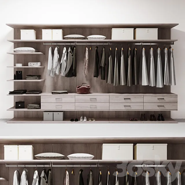 wardrobe with clothes 3D Model