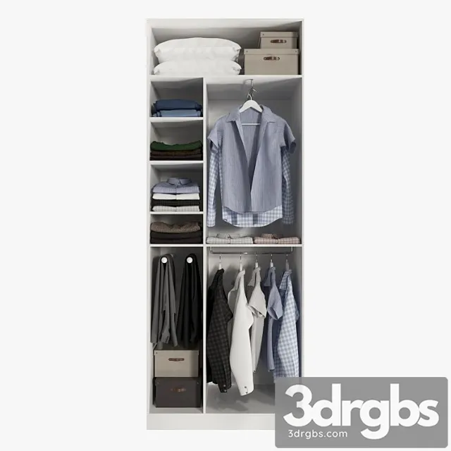 Wardrobe With Clothes 3D Model Free