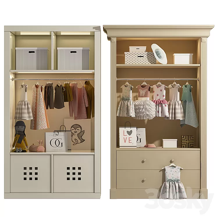 Wardrobe with decor 3 3D Model