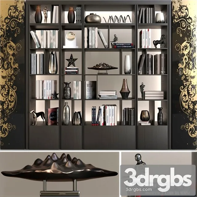 Wardrobe with decor books and figurines 2 Free Download