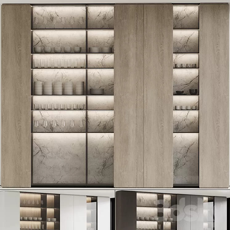 Wardrobe with dishes 005 3D Model Free