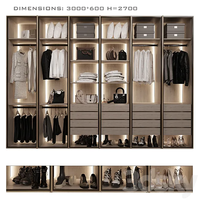 Wardrobe with glass doors Free Download