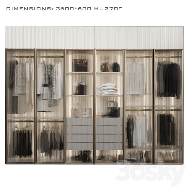 Wardrobe with glass doors_3 3D Model