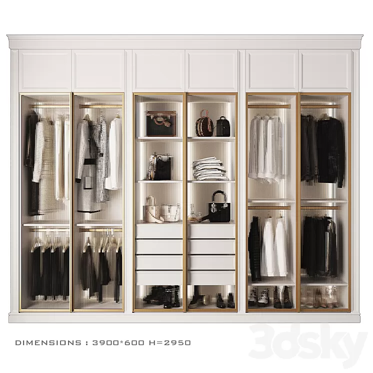 Wardrobe with glass doors_4 3D Model Free