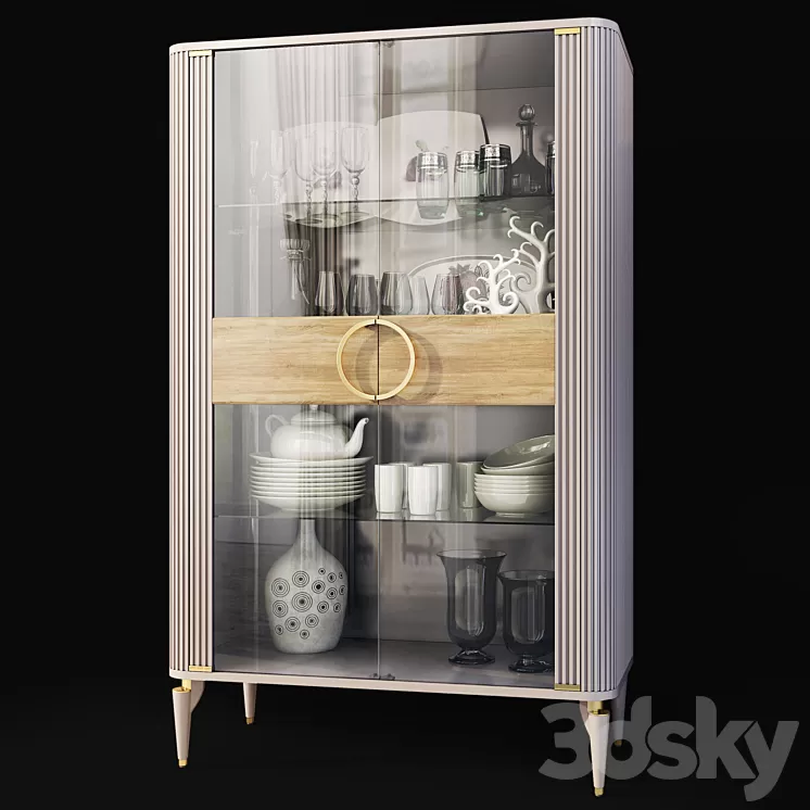 Wardrobe with glass showcase Art Deco Sanvito .Cabinet / showcase Bellona 3D Model Free