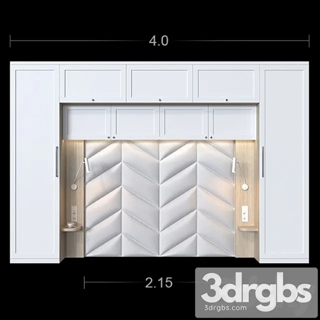 Wardrobe with headboard for a small bedroom 2. 3D Model Free