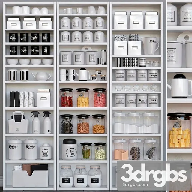 Wardrobe with kitchen accessories. kitchenware 3D Model Download