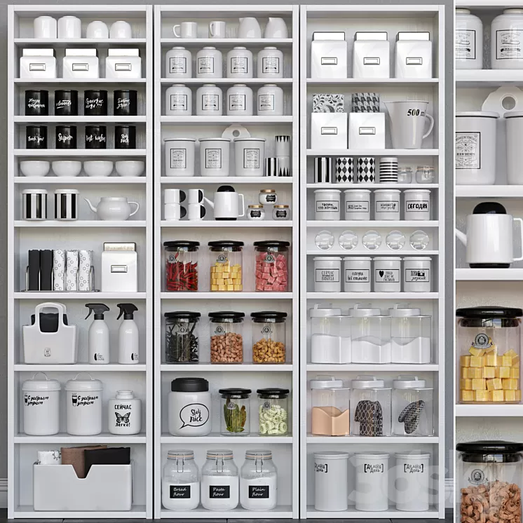 Wardrobe with kitchen accessories. Kitchenware 3D Model