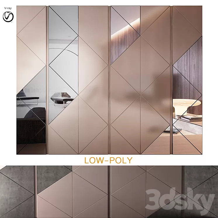 Wardrobe with sliding doors MADRAS By Gruppo Tomasella (low poly) 3D Model