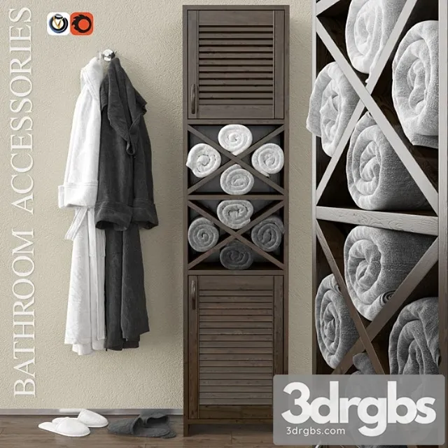 Wardrobe With Towels and Bathrobes 3D Model Free