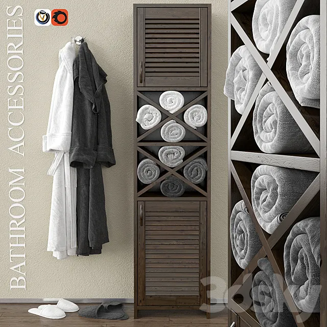 Wardrobe with towels and bathrobes 3DModel