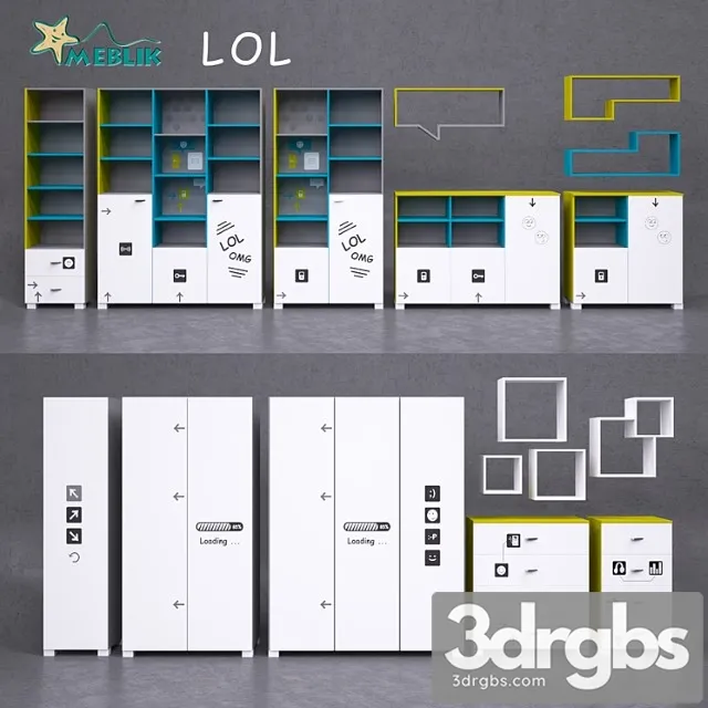 Wardrobe Youth furniture lol-cases racks 3D Model Free