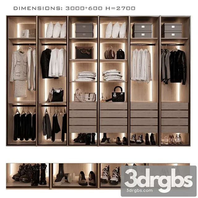 Wardrobes With Glass Doors 3D Model Free