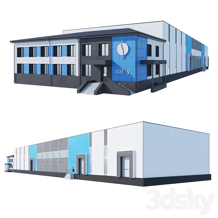 Warehouse with attached office 3D Model