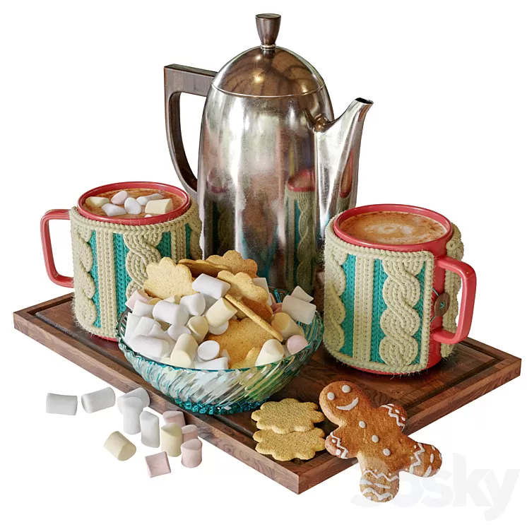 Warm mug with cocoa 3D Model