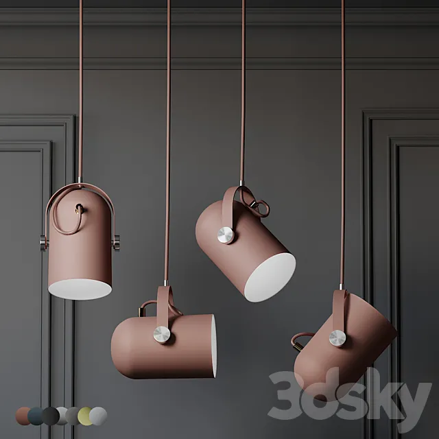 Warmly - Modern Nordic Angled Drop Lights - 7 Colors 3D Model
