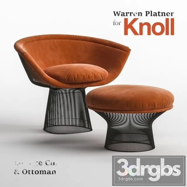Warren Platner Lounge Armchair Ottoman for Knoll 3D Model Free