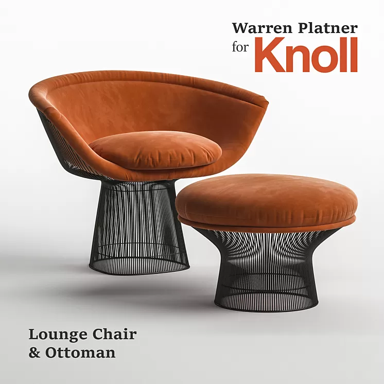 Warren Platner Lounge Chair & Ottoman for Knoll 3D Model