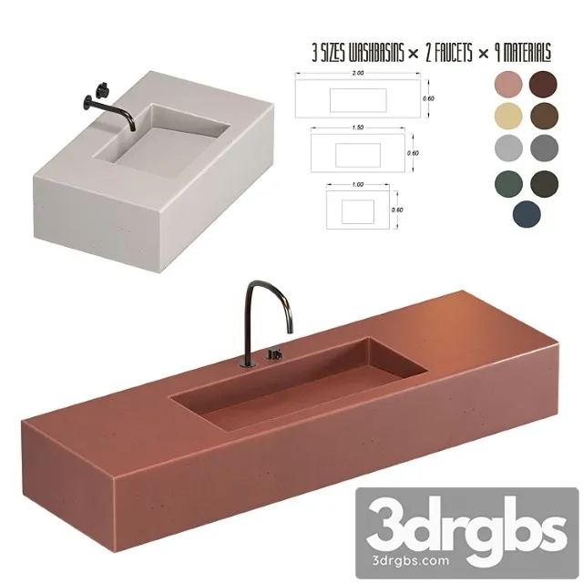 Wash Basin Set 01 3D Model Free