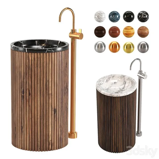 Wash Basin Set 02 3D Model