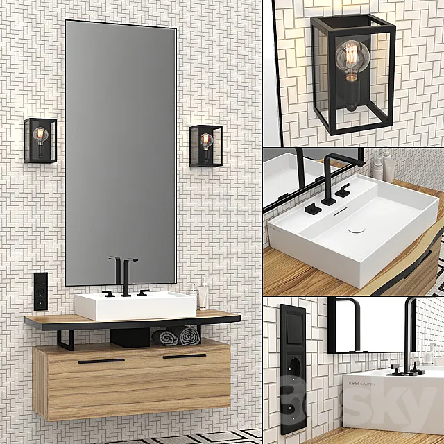 Wash basin with mirror. 3D Model