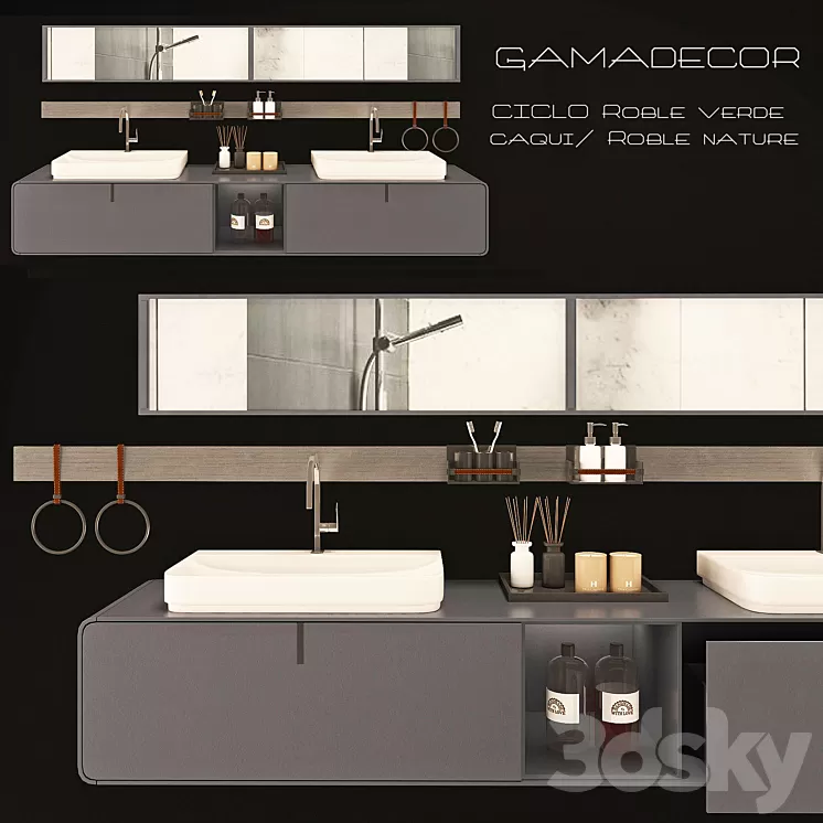 Wash Gamadecor CICLO Roblr verde caqui / Roble nature 3D Model