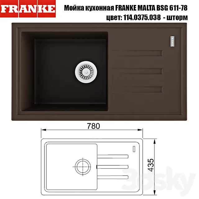 Wash kitchen FRANKE MALTA BSG 611-78 3D Model