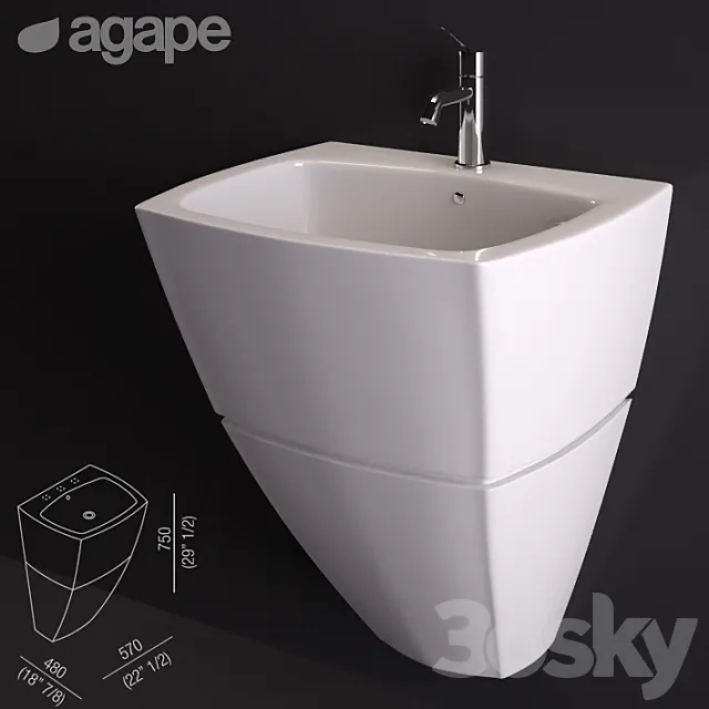 Washbasin Agape 750C 3D Model