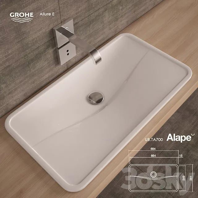 Washbasin Alape UB.TA700. Mixer - Grohe Allure E 3DModel