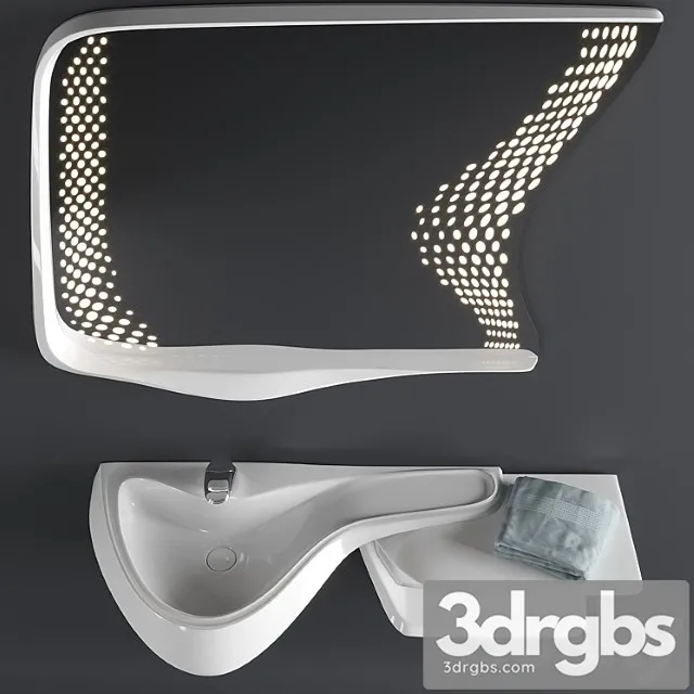 Washbasin And Mirror Vitae By Zaha Hadid 3D Model Free