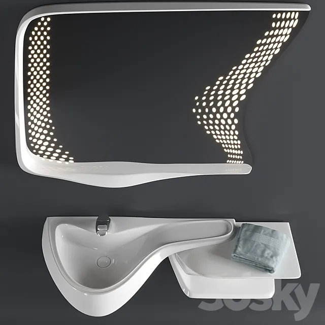Washbasin and mirror VITAE by ZAHA HADID 3D Model