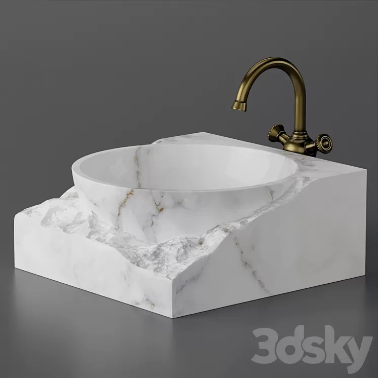 Washbasin bowl made of marble 3D Model