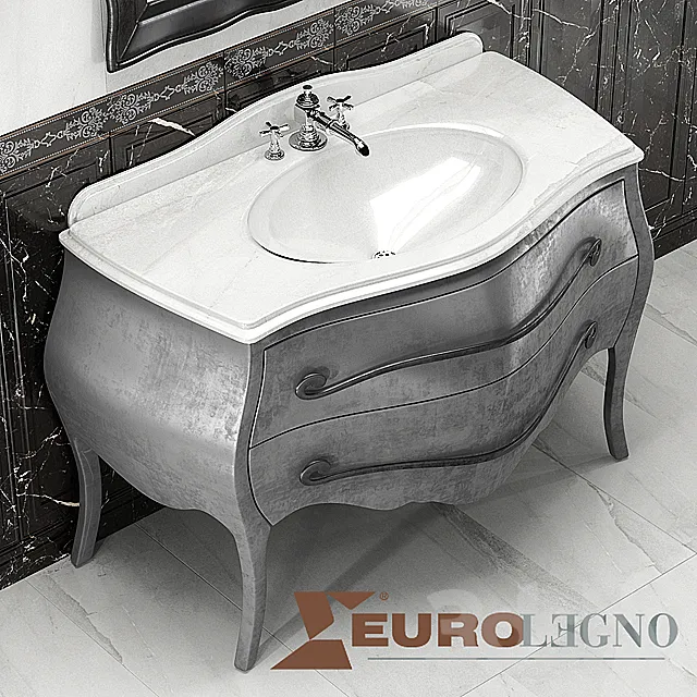 Washbasin eurolegno narciso and tiles Piemme 3D Model