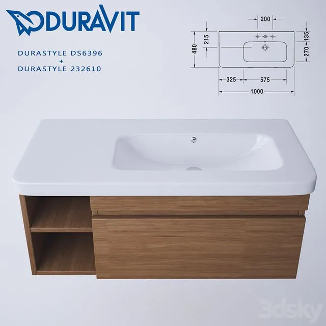 Washbasin furniture asymmetrical DuraStyle + Vanity unit 3D Model