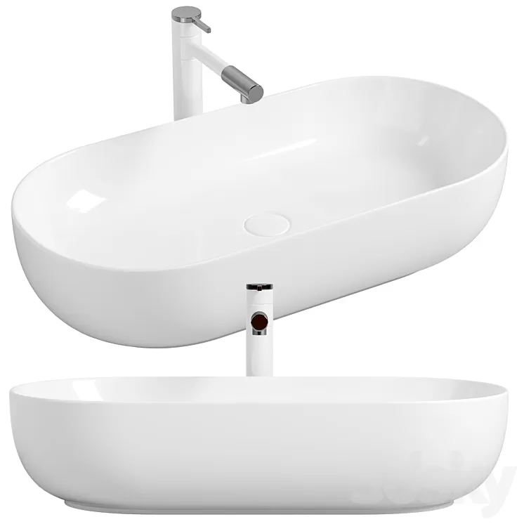 Washbasin Mira 82 MR-8242 White 3D Model Free