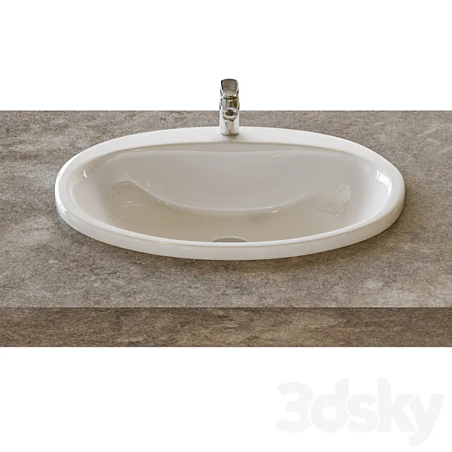 Washbasin Roca Rodeo 52x41cm recessed top 327866000 3D Model